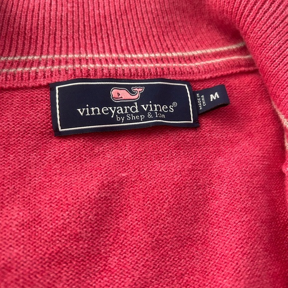 NWOT Vineyard Vines Men's Size M Quarter Zip-Up Sweater in Deep Pink - Picture 9 of 13